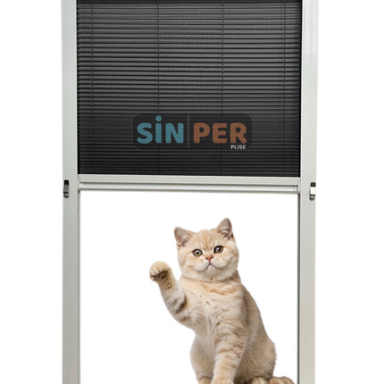 Klipsli Sök Tak Pileli Kedi Pencere Sinekliği Beyaz Max 0-70cm x 0-140cm