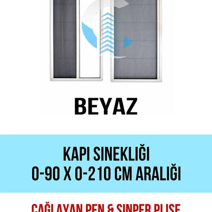 Pileli Plise Sürgülü Akordiyon Beyaz  Kapı Sinekliği 0-90 x 0-210 İstenilen Ölçüde