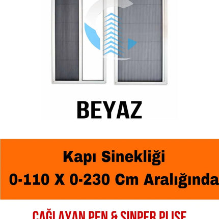 Pileli Plise Sürgülü Akordiyon Katlanır Kapı Sinekliği Beyaz Max 110 x 230 İstenilen Ölçüde