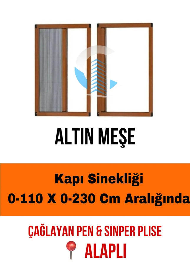Pileli Sürgülü Akordiyon Katlanır Kapı Sinekliği Altınmeşe Max 110 x 230 İstenilen Ölçüde