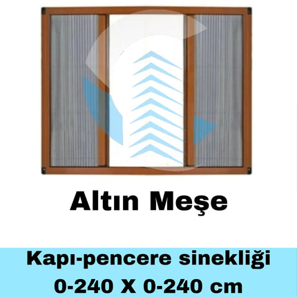 Pileli Plise Sürgülü Akordiyon Katlanır Çift Kanat Altınmeşe  Sineklik 0-240 x 0-240 İstenilen Ölçüde