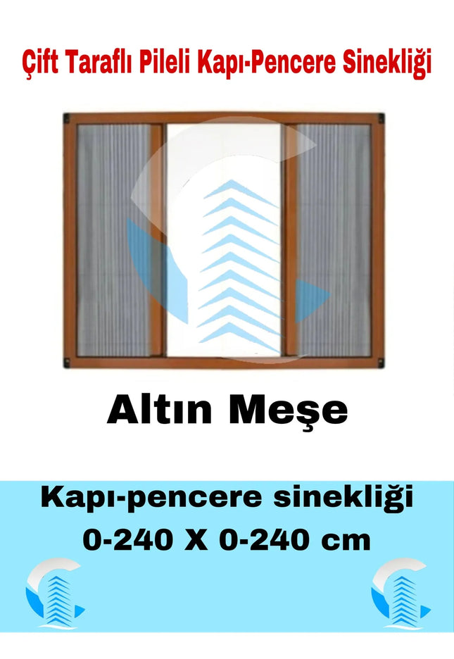 Pileli Plise Sürgülü Akordiyon Katlanır Çift Kanat Altınmeşe  Sineklik 0-240 x 0-240 İstenilen Ölçüde