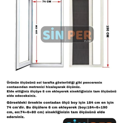 Pileli Plise Sürgülü Akordiyon Antrasit gri Yatay Pencere Sinekliği 0-70 x 0-140 İstenilen Ölçüde