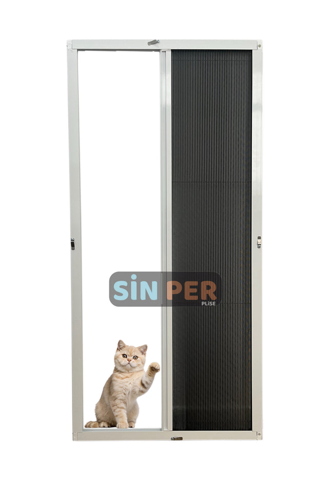 Klipsli Sök Tak Pileli Kedi Pencere Sinekliği Beyaz 0-90 cm x 0-210 cm İstenilen Ölçüde