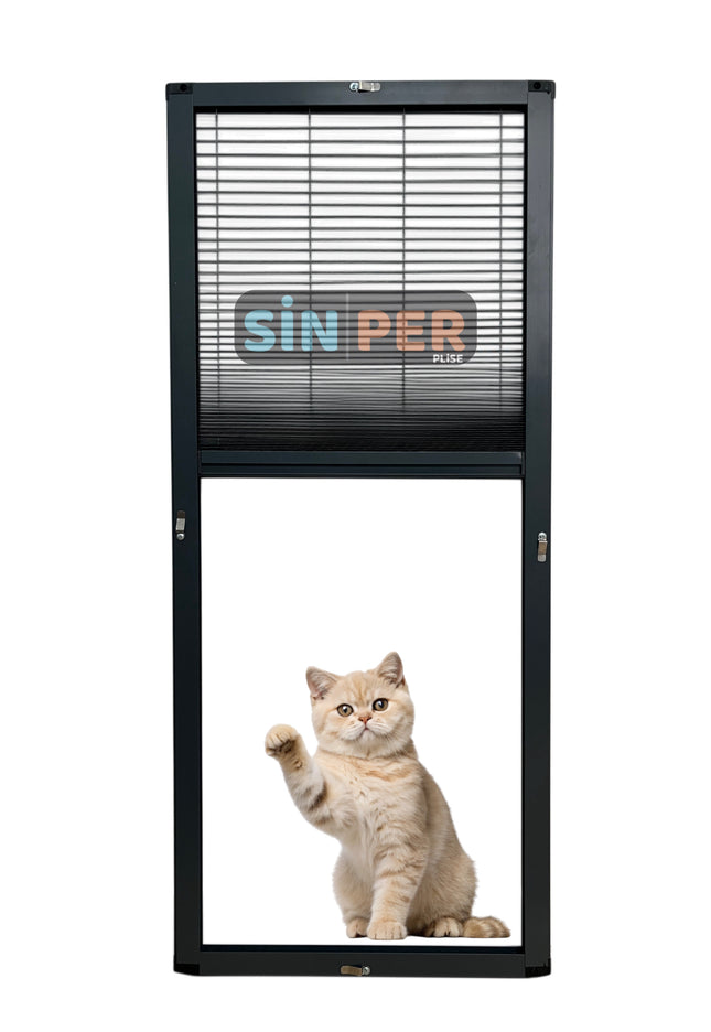 Klipsli Sök Tak Pileli Kedi Pencere Sinekliği Antrasit Max 0-70cm x 0-140cm