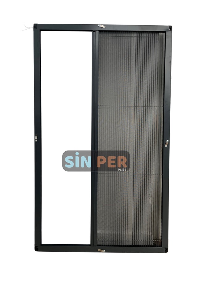 Klipsli Sök Tak Pileli Fransız Pencere Sinekliği Antrasit 0-90 cm x 0-210 cm İstenilen Ölçüde