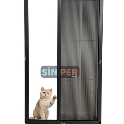 Klipsli Sök Tak Pileli Kedi Pencere Sinekliği Antrasit 0-90 cm x 0-210 cm İstenilen Ölçüde