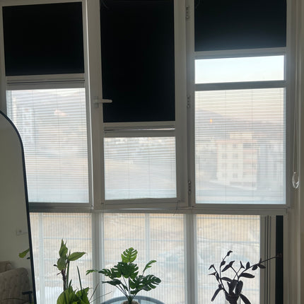GECE GÜNDÜZ KARARTMA + TÜL Yapışkanlı Çerçeveli Plise Perde İstenilen Ölçüde 0-80  x 0-180 cm